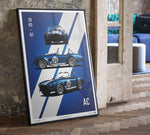 Affiche Poster Automobilist Shelby-Ford AC Cobra dans appartement sol parquet