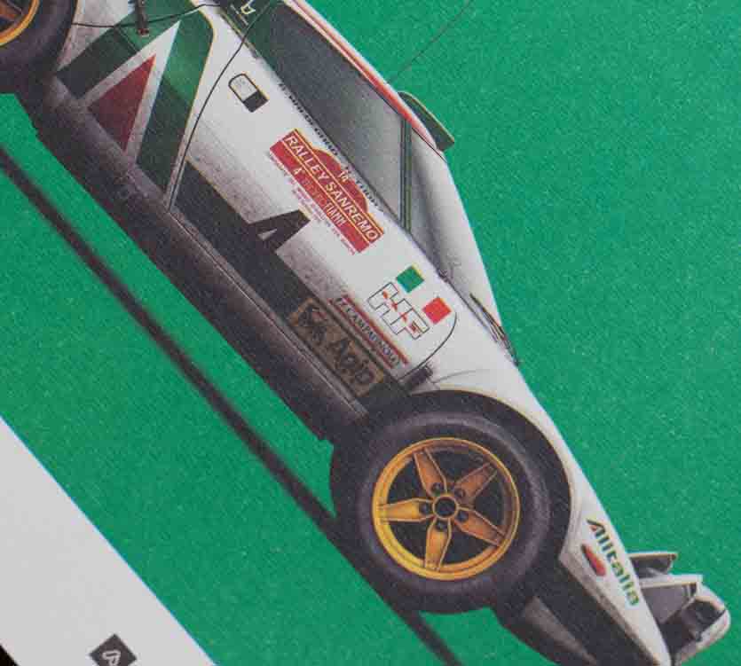 AFFICHE AUTOMOBILIST Lancia Stratos VERTE  de près