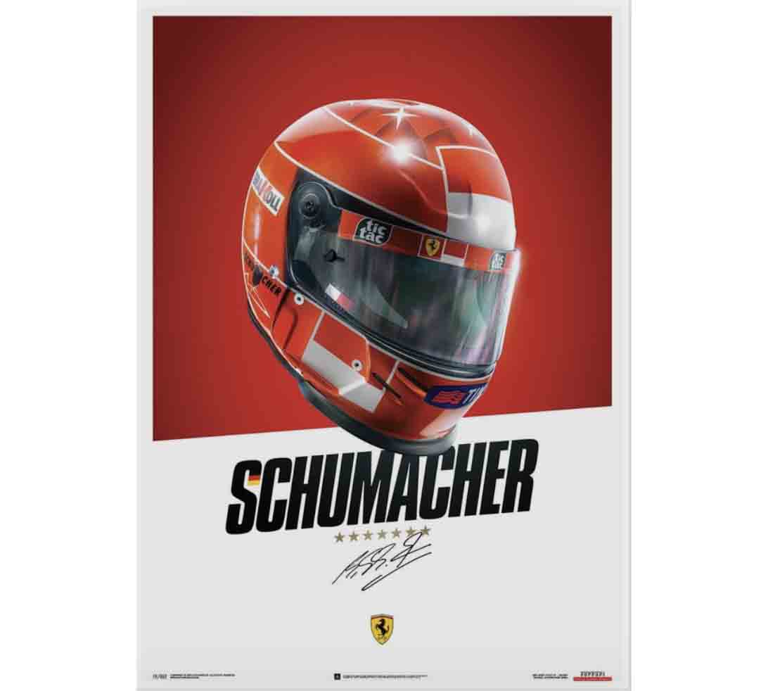 AFFICHE-FERRARI-SCHUMCHER-CASQUE