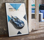 Affiche Jaguar Type-D 24h du Mans en situation bois et parquet intérieur