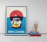 AFFICHE ENCADREE PORSCHE 906 GRAND PRIX JAPON