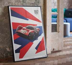 Affiche Ferrari 412P intérieur parquet mur gris