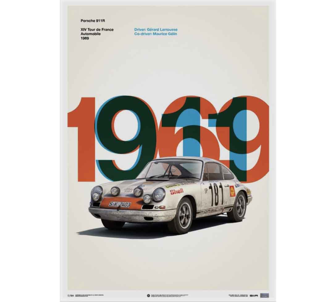 AFFICHE poster automobilist PORSCHE Tour de France 1969