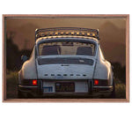Photographie de l'artiste Vince Perraud Porsche arrière encadrée caisse américaine bois