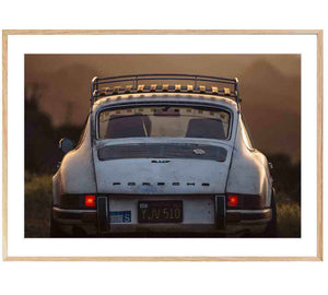 Photographie de l'artiste Vince Perraud Porsche arrière encadrée bois grand