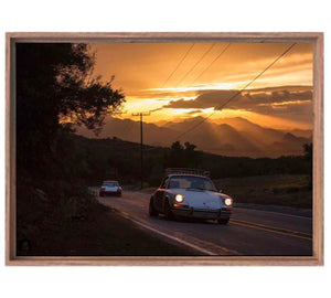 photo Vince Perraud Porsche Sunset caisse américaine bois