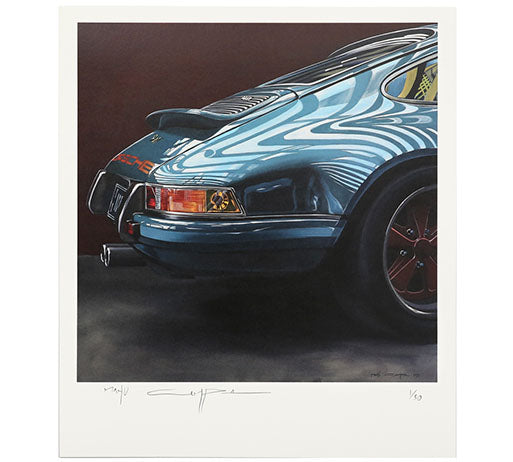 Lithographie : Porsche 911 blue singer