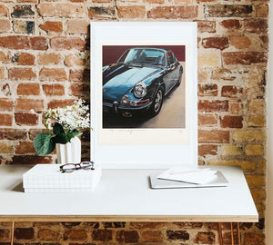 Lithographie : Porsche 911 Manu Campart fond brique