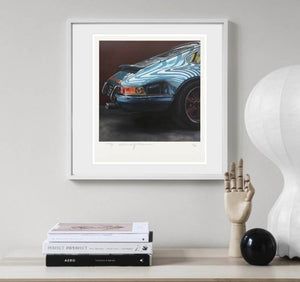 Lithographie encadrée : Porsche 911 blue singer