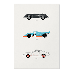 AFFICHE Les icônes Porsche 356 917 911RS