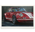 Lithographie : Porsche 911 red singer